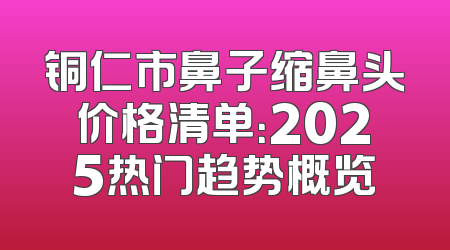 铜仁市鼻子缩鼻头价格清单：2025热门趋势概览