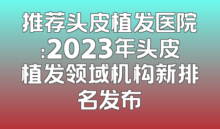 推荐头皮植发医院：2023年头皮植发领域机构新排名发布