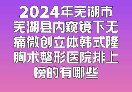 2024年芜湖市芜湖县内窥镜下无痛微创立体韩式隆胸术整形医院排上榜的有哪些