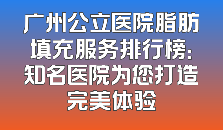 广州公立医院脂肪填充服务排行榜：知名医院为您打造完美体验