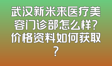 武汉新米来医疗美容门诊部怎么样？价格资料如何获取？