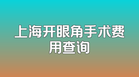 上海开眼角手术费用查询