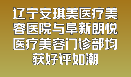 辽宁安琪美医疗美容医院与阜新朗悦医疗美容门诊部均获好评如潮