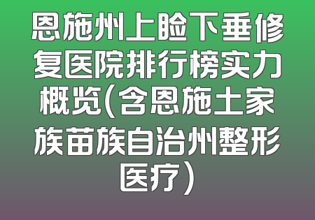 恩施州上睑下垂修复医院排行榜实力概览（含恩施土家族苗族自治州整形医疗）