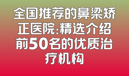 全国推荐的鼻梁矫正医院：精选介绍前50名的优质治疗机构
