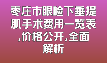 枣庄市眼睑下垂提肌手术费用一览表，价格公开，全面解析