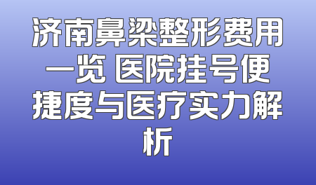 济南鼻梁整形费用一览 医院挂号便捷度与医疗实力解析