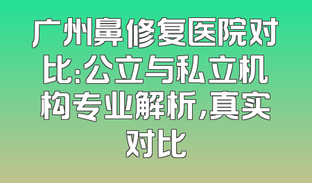 广州鼻修复医院对比：公立与私立机构专业解析，真实对比
