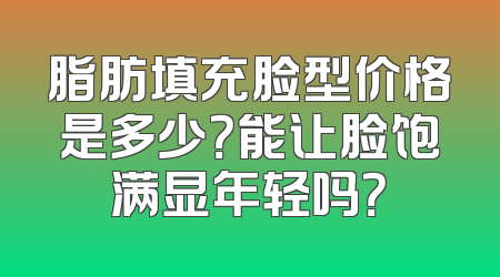 脂肪填充脸型价格是多少？能让脸饱满显年轻吗？