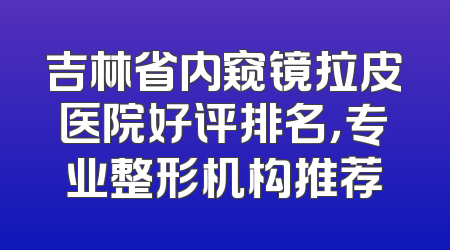 吉林省内窥镜拉皮医院好评排名，专业整形机构推荐