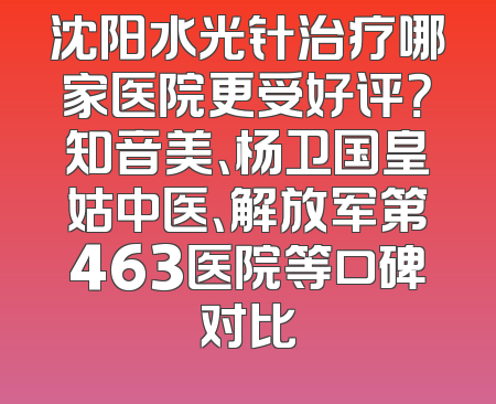 沈阳水光针治疗哪家医院更受好评？知音美、杨卫国皇姑中医、解放军第463医院等口碑对比