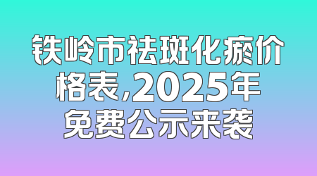 铁岭市祛斑化瘀价格表，2025年免费公示来袭