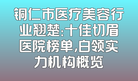 铜仁市医疗美容行业翘楚：十佳切眉医院榜单，白领实力机构概览