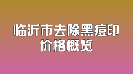 临沂市去除黑痘印价格概览