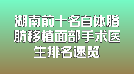 湖南前十名自体脂肪移植面部手术医生排名速览