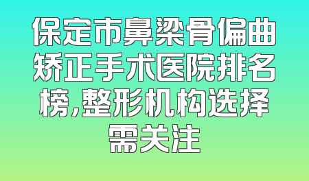 保定市鼻梁骨偏曲矫正手术医院排名榜，整形机构选择需关注