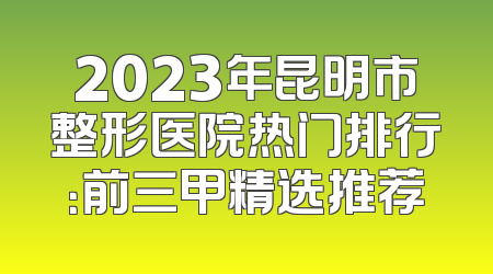 2023年昆明市整形医院热门排行：前三甲精选推荐