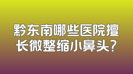 黔东南哪些医院擅长微整缩小鼻头？