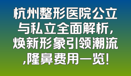 杭州整形医院公立与私立全面解析，焕新形象引领潮流，隆鼻费用一览！