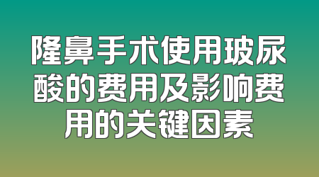 隆鼻手术使用玻尿酸的费用及影响费用的关键因素