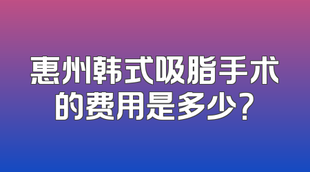 惠州韩式吸脂手术的费用是多少？