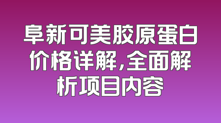 阜新可美胶原蛋白价格详解，全面解析项目内容