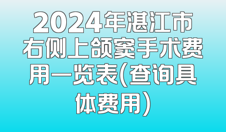 2024年湛江市右侧上颌窦手术费用一览表（查询具体费用）