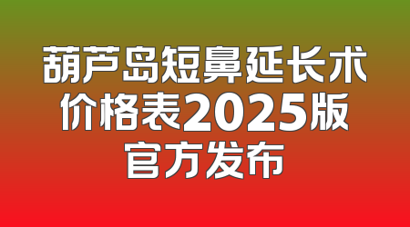 葫芦岛短鼻延长术价格表2025版官方发布
