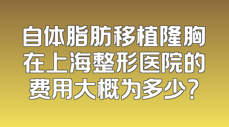 自体脂肪移植隆胸在上海整形医院的费用大概为多少？