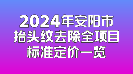 2024年安阳市抬头纹去除全项目标准定价一览