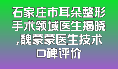 石家庄市耳朵整形手术领域医生揭晓，魏蒙蒙医生技术口碑评价