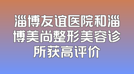 淄博友谊医院和淄博美尚整形美容诊所获高评价