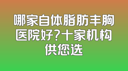 哪家自体脂肪丰胸医院好？十家机构供您选