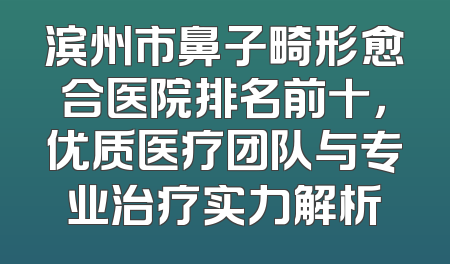 滨州市鼻子畸形愈合医院排名前十，优质医疗团队与专业治疗实力解析