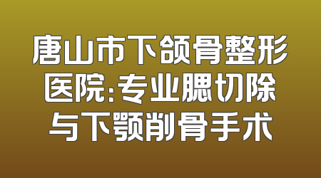 唐山市下颌骨整形医院：专业腮切除与下颚削骨手术