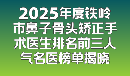 2025年度铁岭市鼻子骨头矫正手术医生排名前三人气名医榜单揭晓