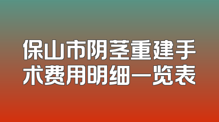 保山市阴茎重建手术费用明细一览表