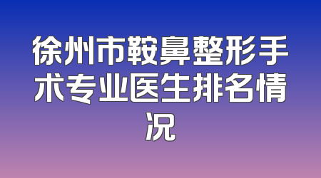 徐州市鞍鼻整形手术专业医生排名情况