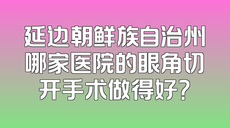 延边朝鲜族自治州哪家医院的眼角切开手术做得好？