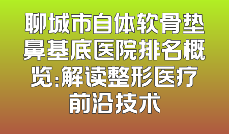 聊城市自体软骨垫鼻基底医院排名概览：解读整形医疗前沿技术