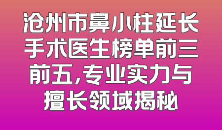 沧州市鼻小柱延长手术医生榜单前三前五，专业实力与擅长领域揭秘