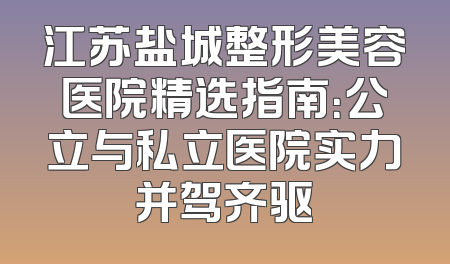 江苏盐城整形美容医院精选指南：公立与私立医院实力并驾齐驱