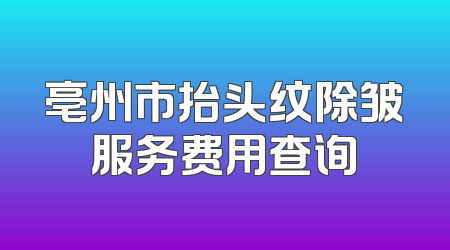 亳州市抬头纹除皱服务费用查询
