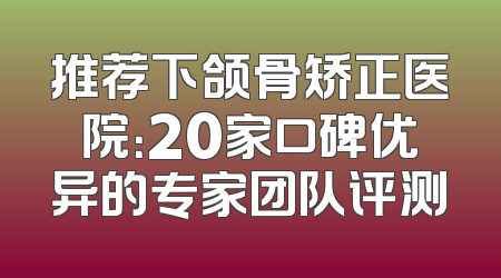 推荐下颌骨矫正医院：20家口碑优异的专家团队评测