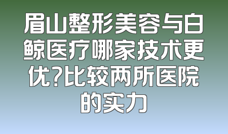 眉山整形美容与白鲸医疗哪家技术更优？比较两所医院的实力
