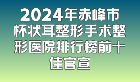 2024年赤峰市杯状耳整形手术整形医院排行榜前十佳官宣