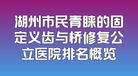 湖州市民青睐的固定义齿与桥修复公立医院排名概览