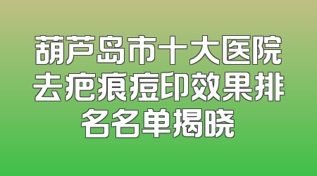 葫芦岛市十大医院去疤痕痘印效果排名名单揭晓