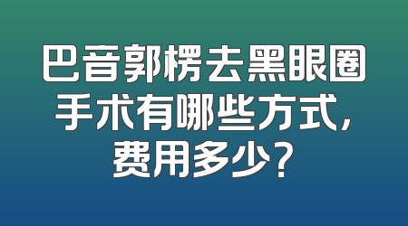 巴音郭楞去黑眼圈手术有哪些方式，费用多少？