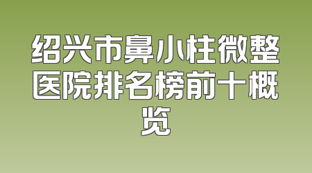 绍兴市鼻小柱微整医院排名榜前十概览